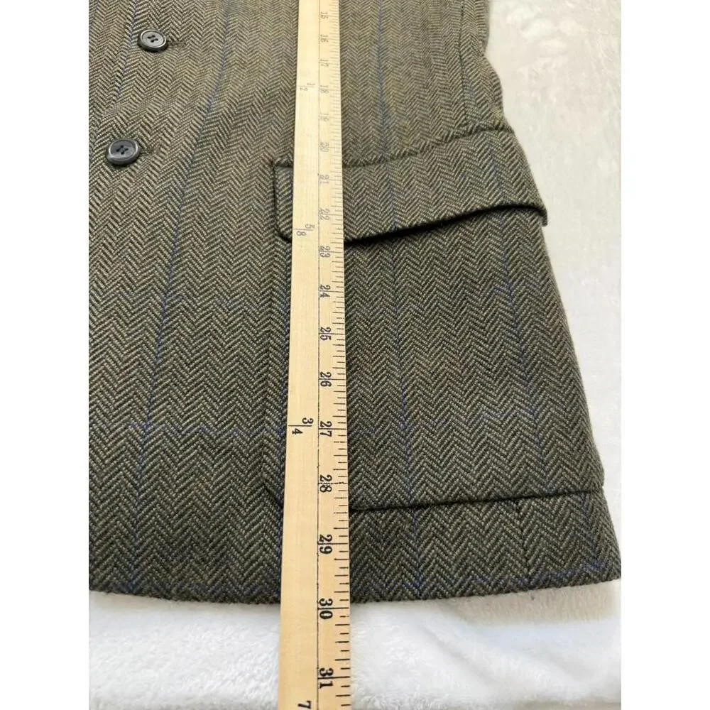 J.Crew‎ Wool Herringbone Blazer Jacket Green Surgeon Cuff Small